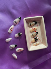 Load image into Gallery viewer, Black lace strawberry press on nails
