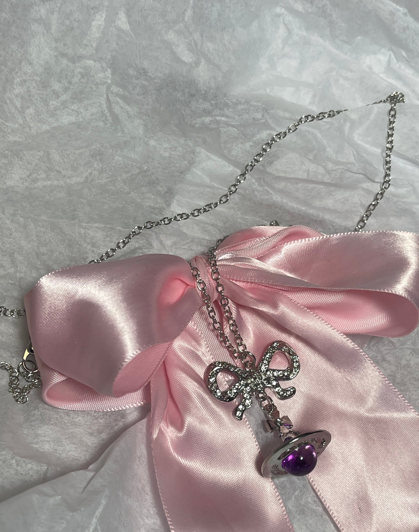 [ LIMITED EDITION ] Amethyst Bow Orb Vw necklace