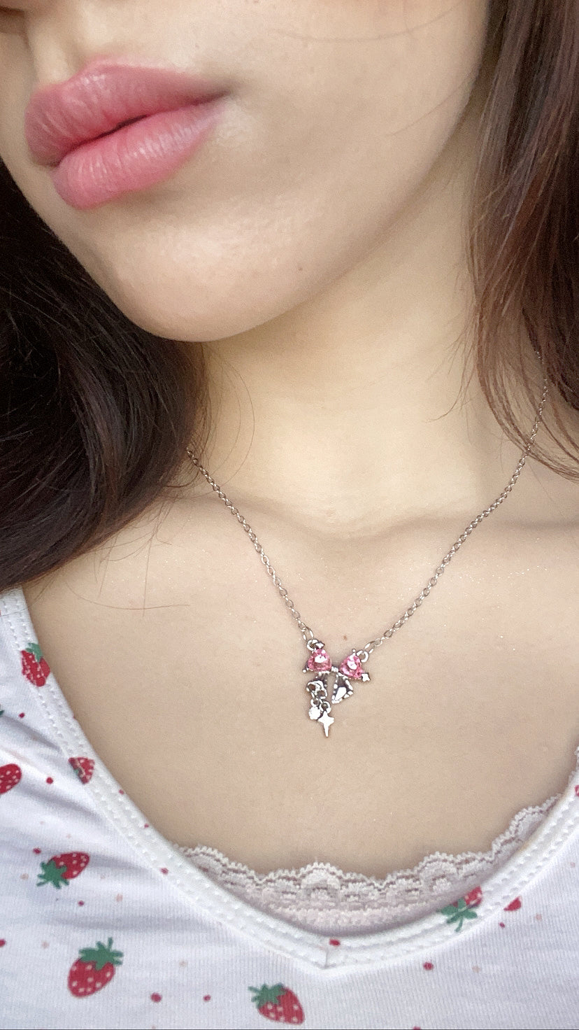 [ Valentine’s Limited Edition ] Sparkling Bow necklace