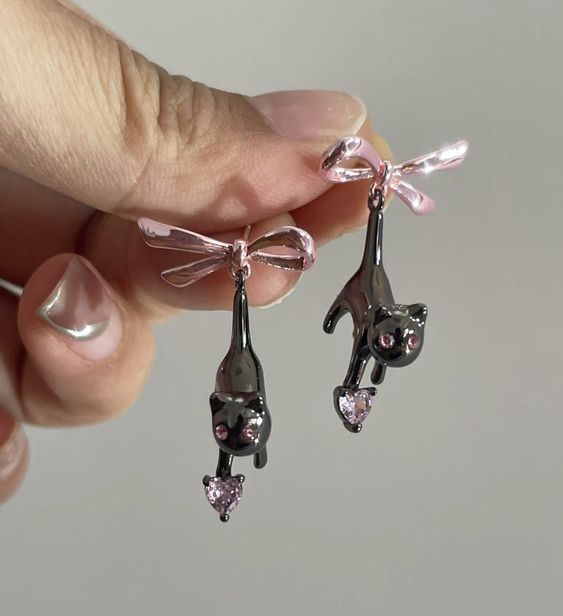 Pink Kitten earrings