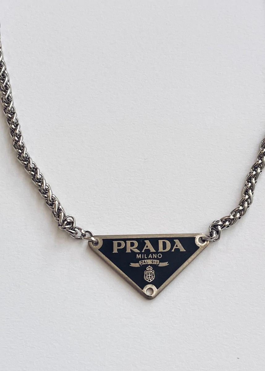 Stainless steel Prada reworked necklace