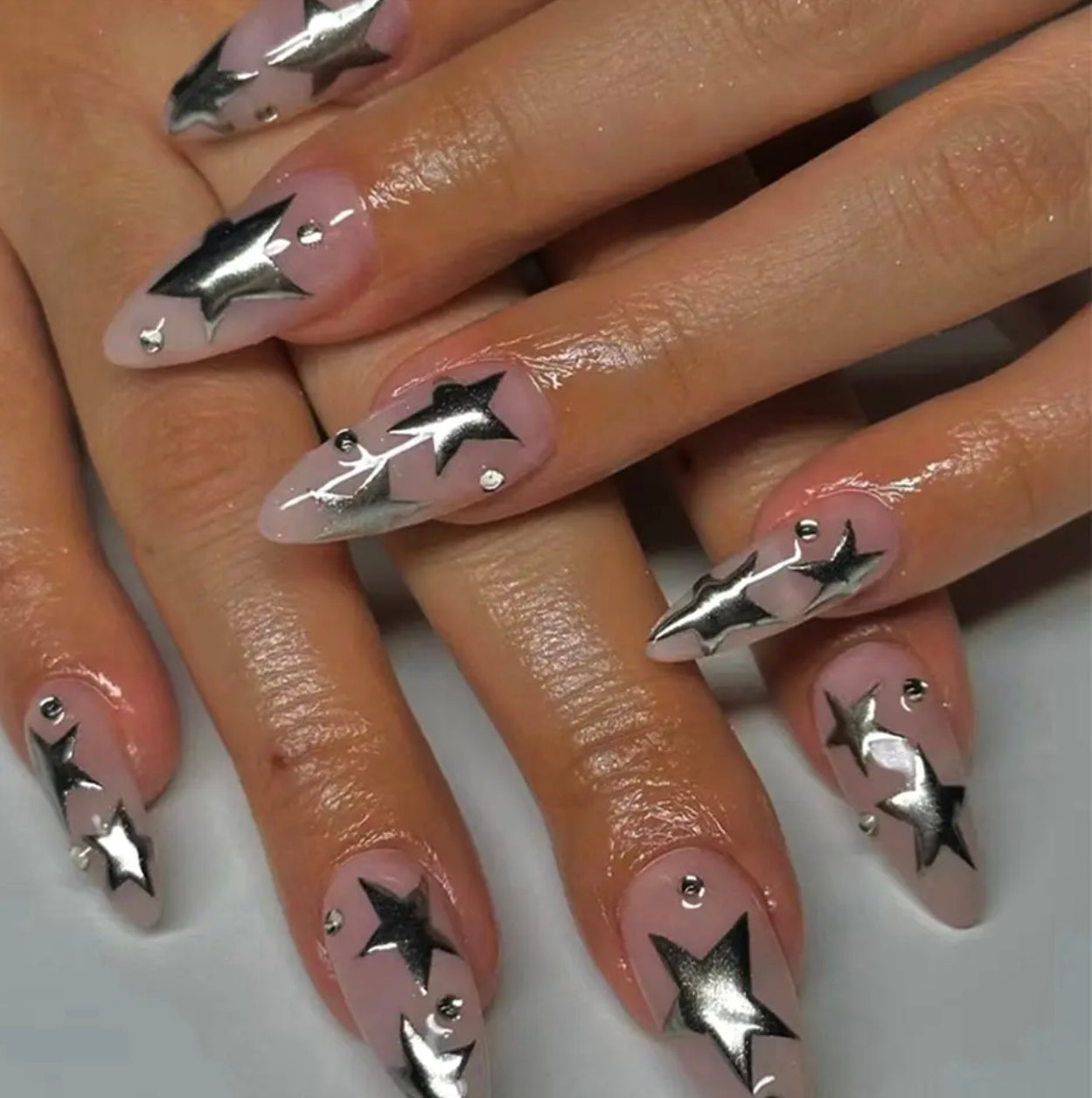 Starbust chrome nails