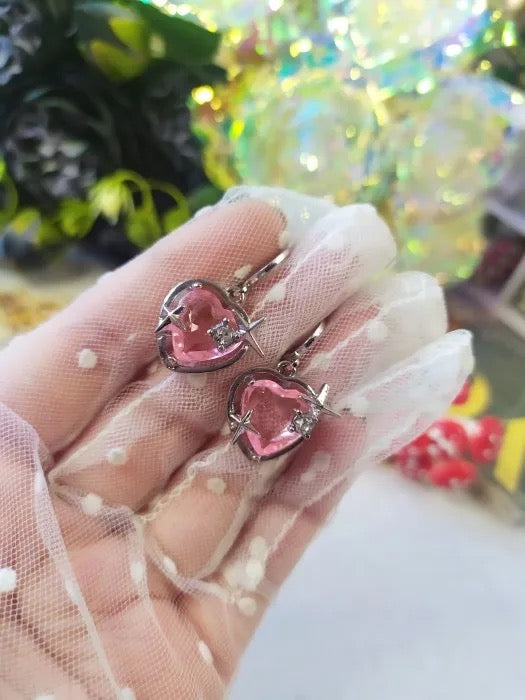 Star dust heart earrings