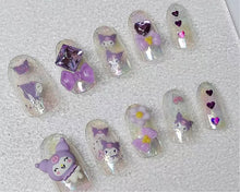 Load image into Gallery viewer, Handmade Purple Kuromi nails
